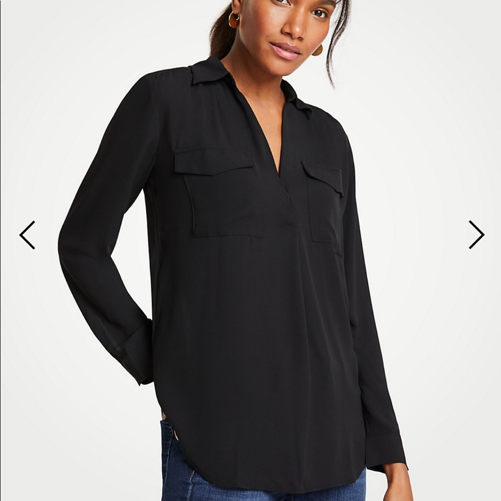Ann Taylor black Camp Shirt blouse